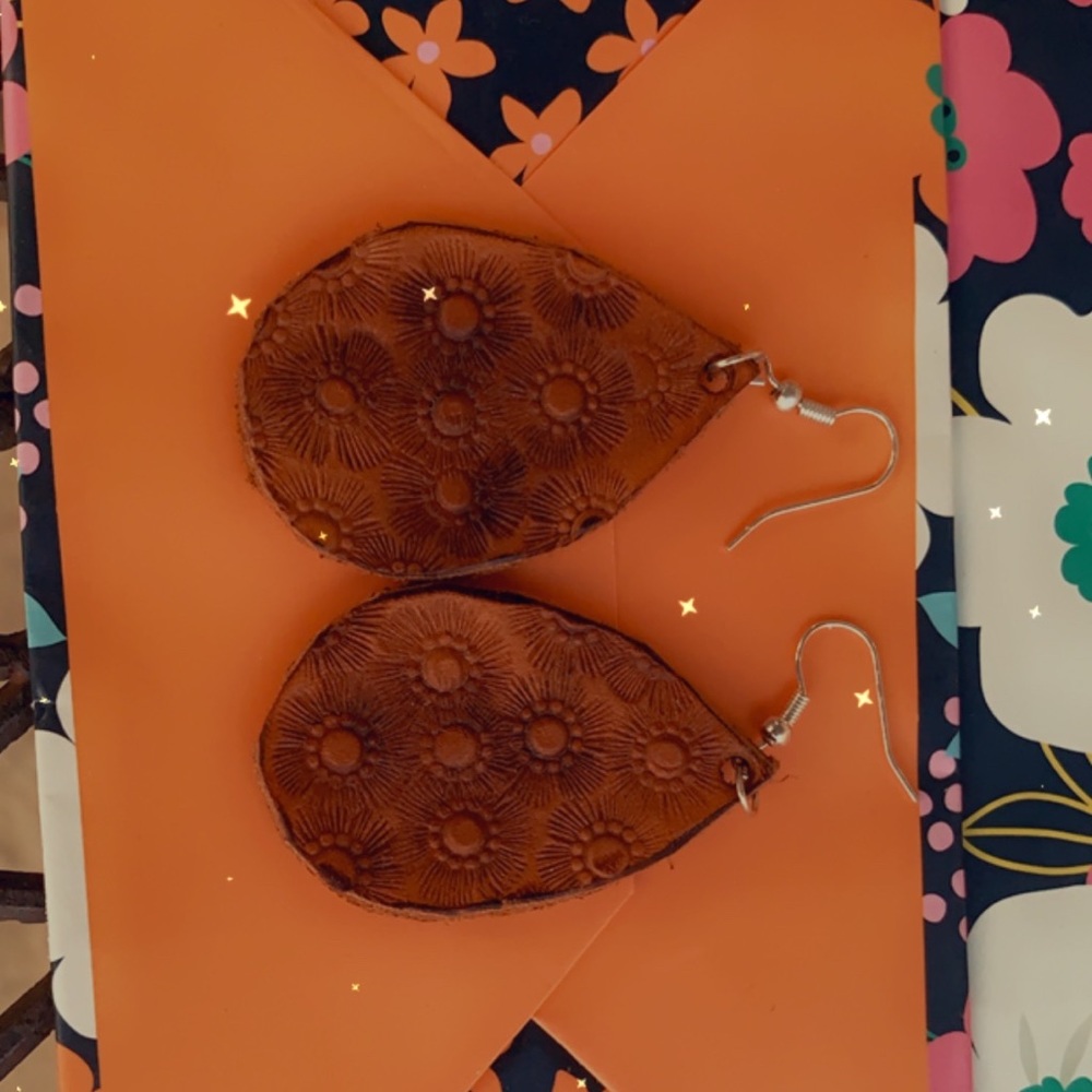 Flower stamped earrings